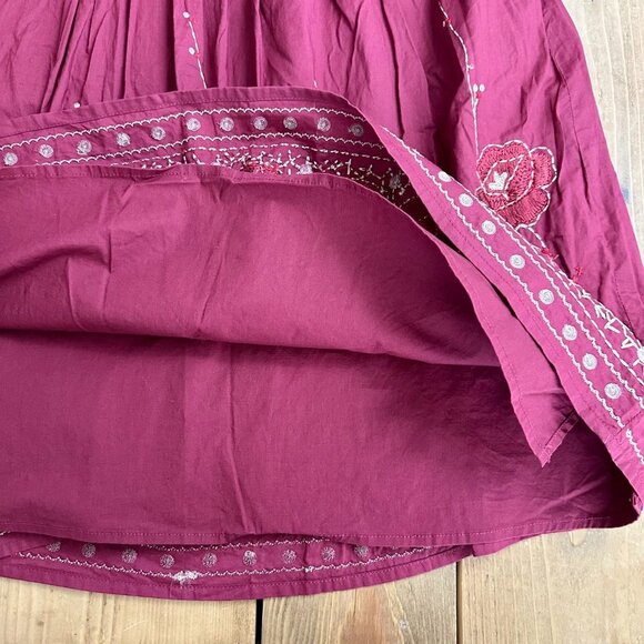 Antonio Melani Dark Red Floral Skirt Midi Embroidered 2 Wine - Picture 3 of 8